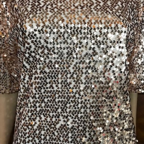 Rose Gold Sequin Bateau NeckTop - Picture 10 of 12